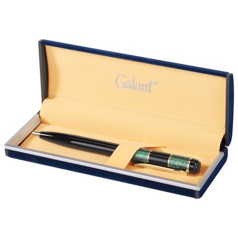 Ручка подарочная шариковая GALANT «Granit Green», корпус черный с темно-зеленым, золотистые детали, пишущий узел 0.7 мм, синяя