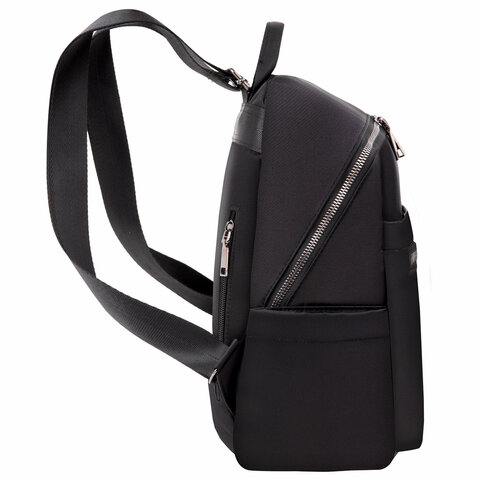 Рюкзак BRAUBERG PODIUM женский, нейлон, черный, 32×26х15 см