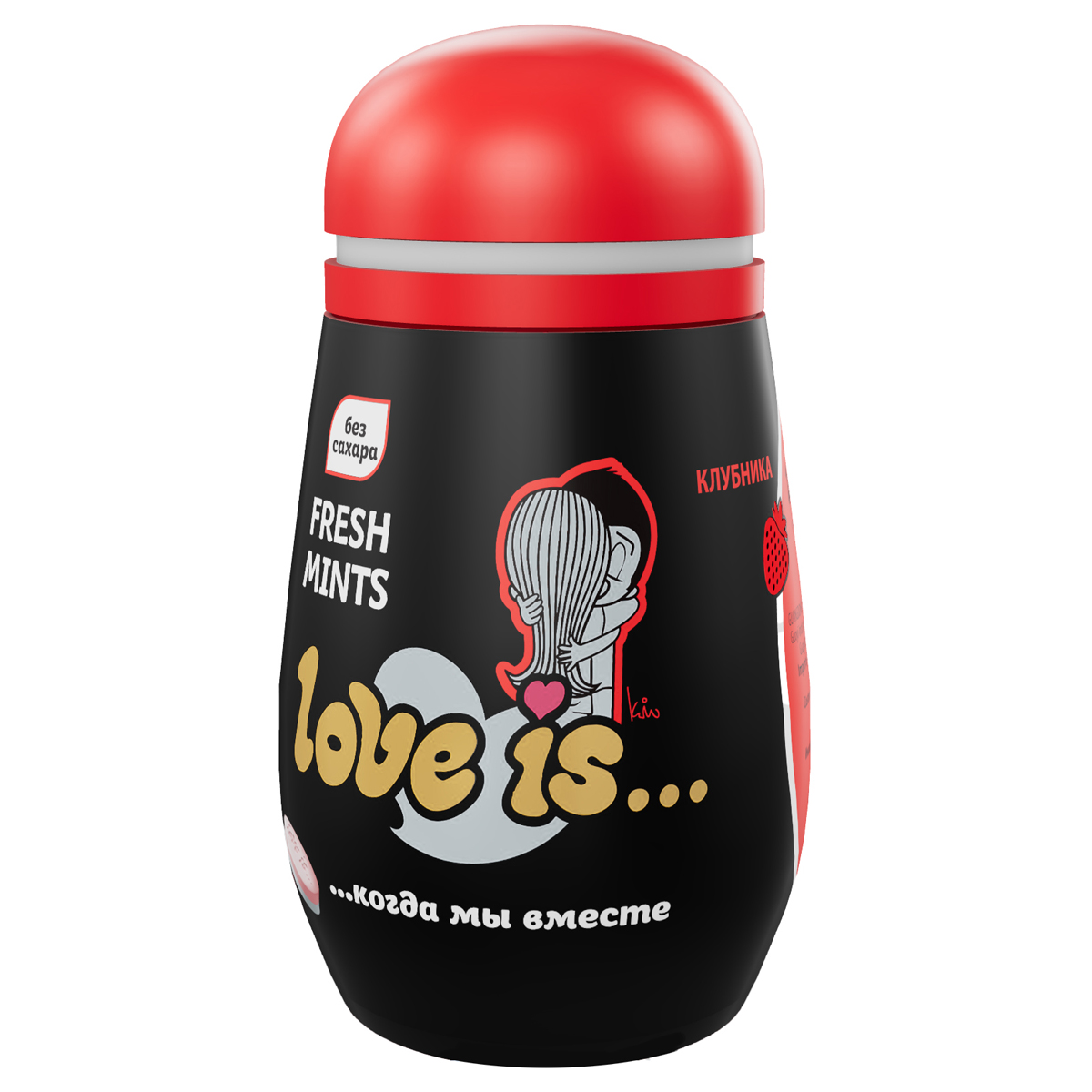 превью Освежающее драже Love is... со вкусом клубники, в пластиковой упаковке 45г