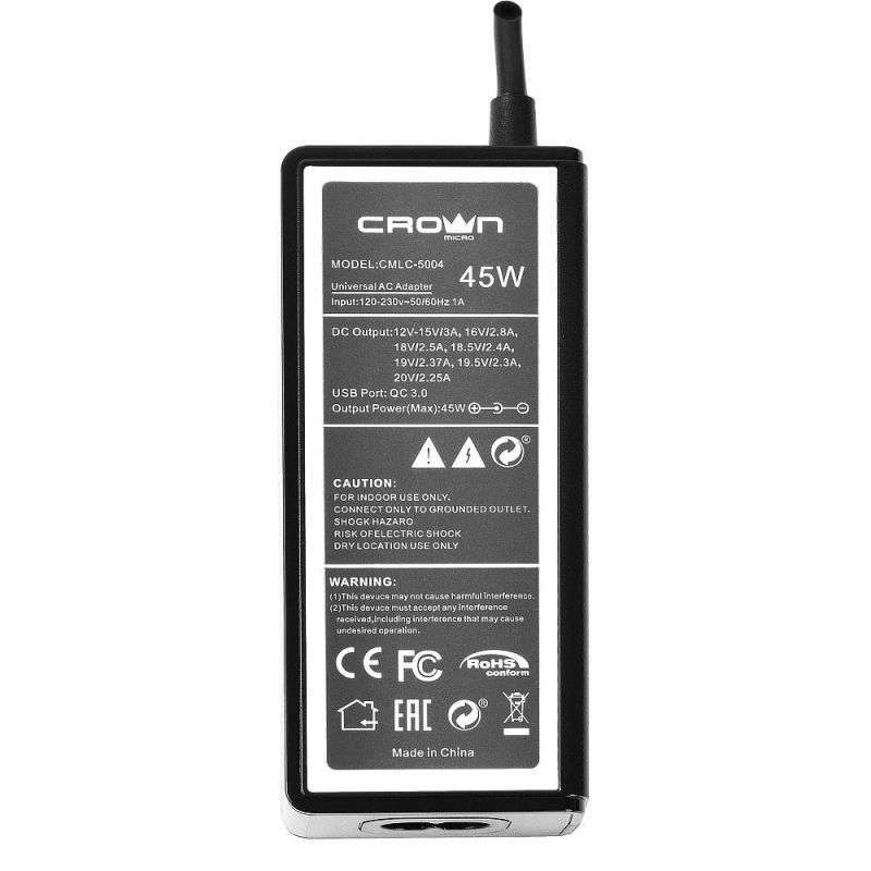Зарядное устройство сетевое CROWN CMLC-5004 (14 коннекторов 45W USB QC 3.0)