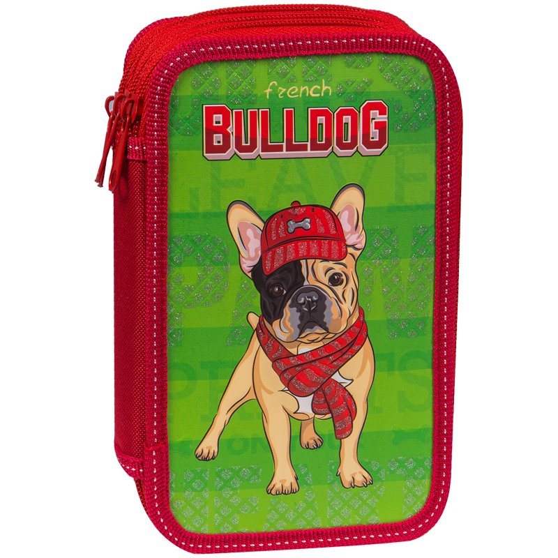превью Пенал 3 отделения, 190×110 ArtSpace «Bulldog», ламинированный картон, когрев, блестки