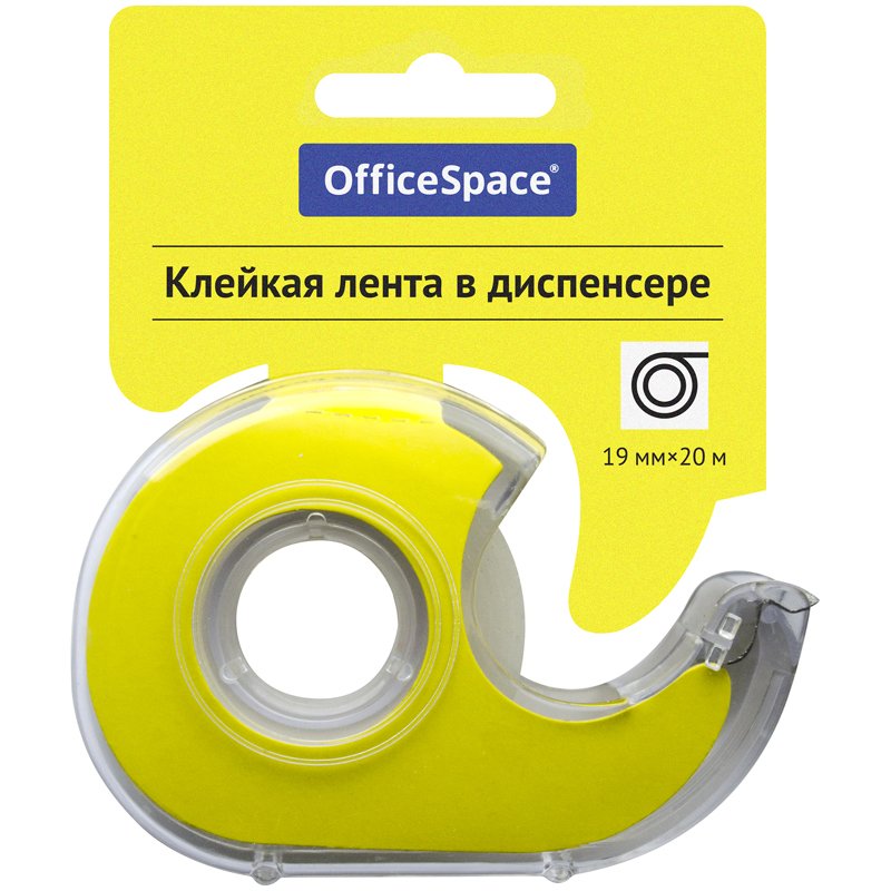 превью Клейкая лента 19мм*20м, OfficeSpace, прозрачная, в пластиковом диспенсере, европодвес
