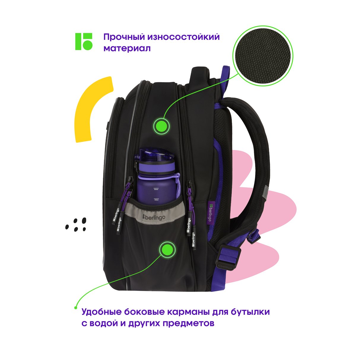 Рюкзак Berlingo Modern «Butterfly» 38×30×18см, 3 отделения, 2 кармана, эргономичная спинка