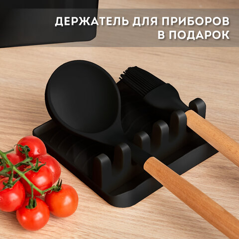 Набор силиконовых кухонных принадлежностей с деревянными ручками 13 в 1черныйDASWERK608197