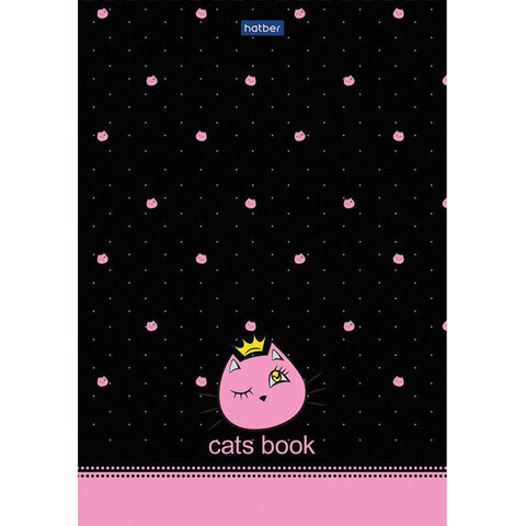 Блокнот А5 (146×205 мм) 50 л., склейка, ламинированная бумага, в точку, HATBER Premium, CATs