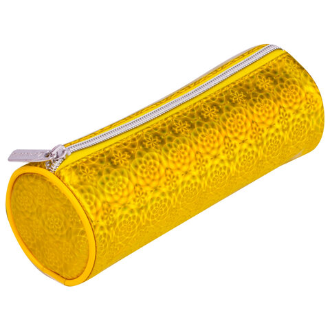 Пенал-тубус BRAUBERG, мягкий, «Glitter Gold», 20×7×7 см, 229016