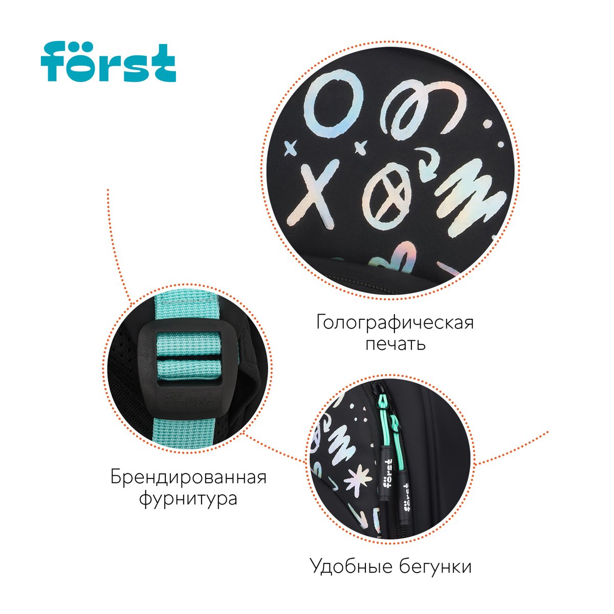 Рюкзак Först F-Comfy «Positive energy» 38×29×15см, 2 отделения, 3 кармана, анатомическая спинка