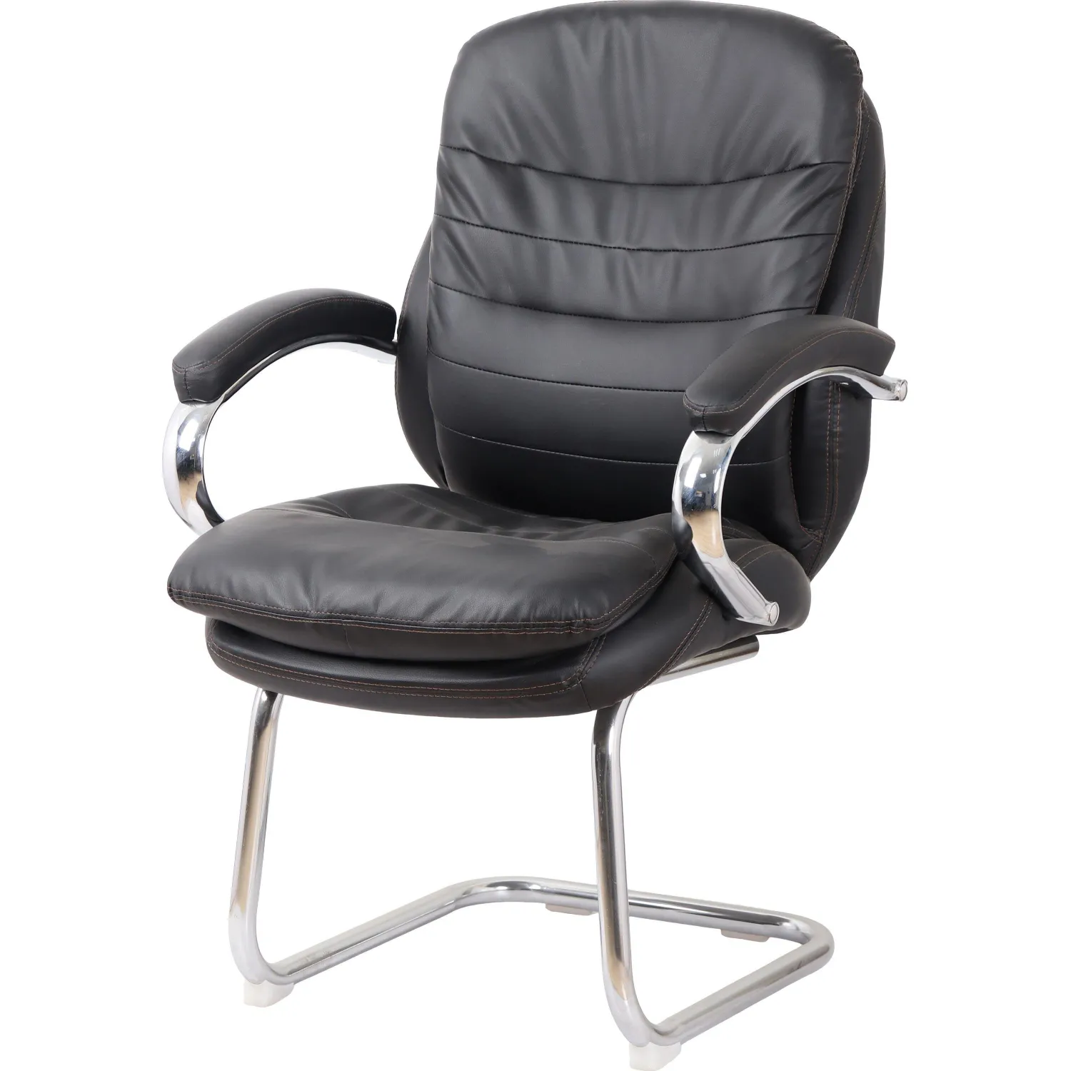 превью Конференц-кресло Комус Мебель (Easy Chair) 515 чёрное (экокожа, металл хромированный)