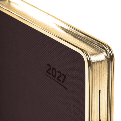 Ежедневник датированный 2027, А5, 148×218 мм, GALANT «Infinity Gold», под кожу, темно-коричневый