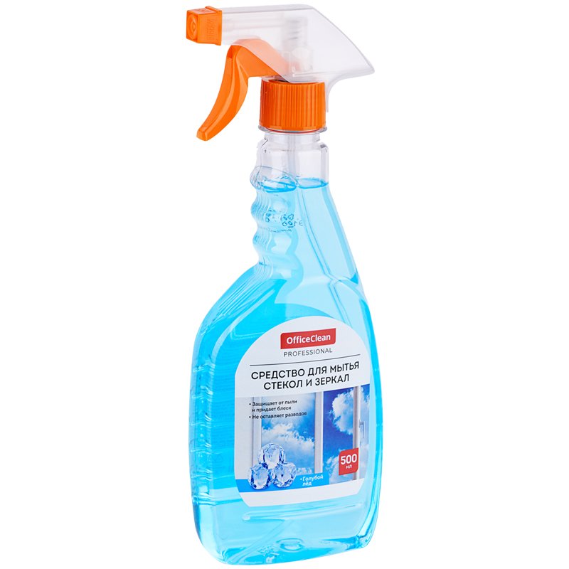 Средство для мытья стекол и зеркал OfficeClean Professional «Голубой Лед», изоп. спирт,500мл, с курком