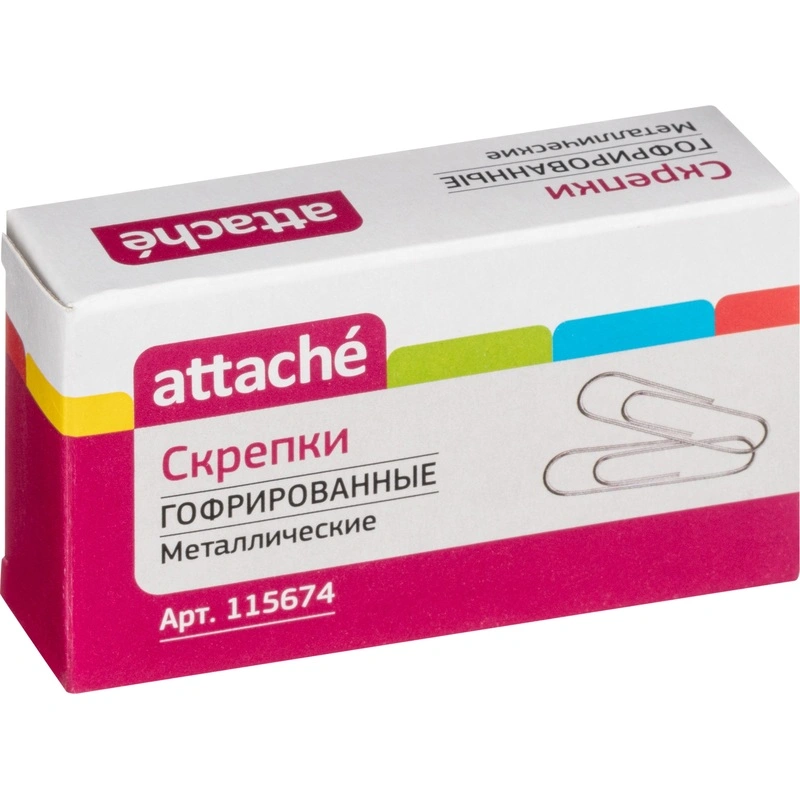 Скрепки канцелярские 50 мм Выбор есть (Attache) металлические гофрированные (50 штук в упаковке)