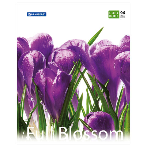 Тетрадь 96 л. BRAUBERG, клетка, обложка мелованный картон, «Full Blossom» («Цветы»), 5 видов