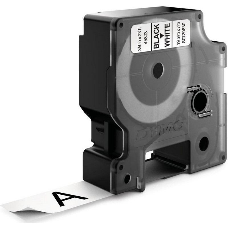 Картридж для этикет-принтеров DYMO LM150, LP350, PC II (19 мм x 7м, белая лента/чёрный шрифт)
