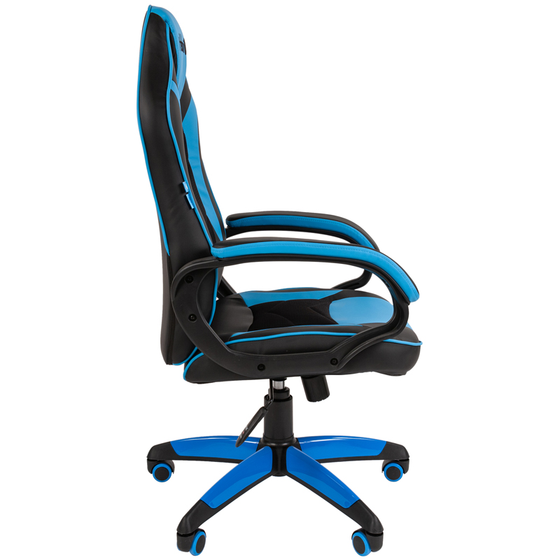 Кресло игровое Helmi HL-S16, экокожа, черная/синяя, механизм качания
