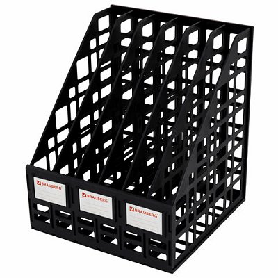 Лоток вертикальный для бумаг BRAUBERG «ULTRA», 240 мм, 6 отделений, сетчатый, сборный, черный