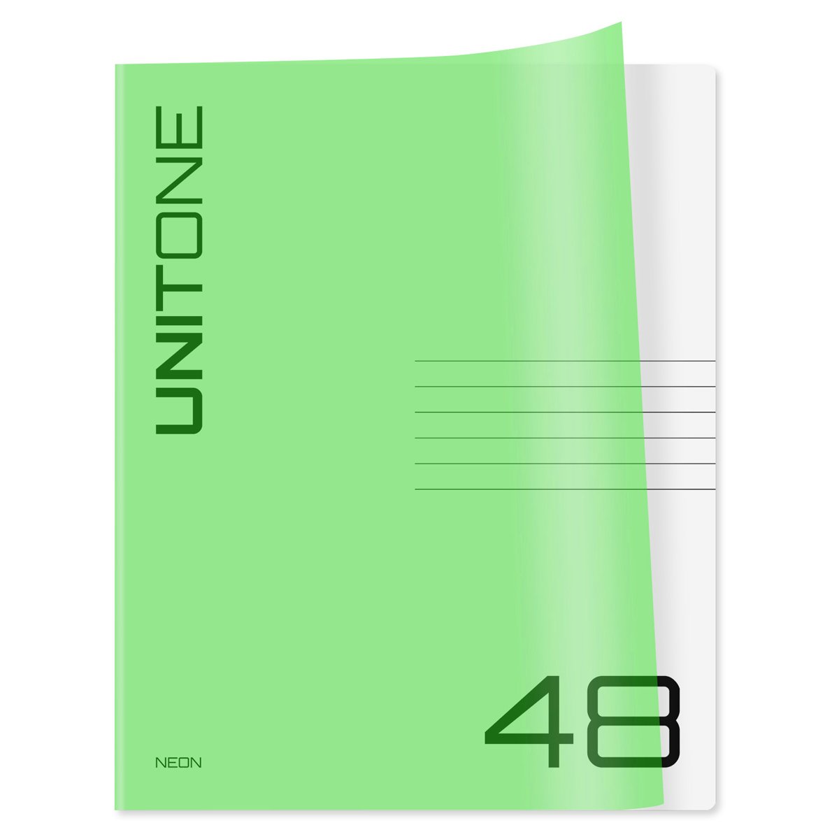 превью Тетрадь 48л. клетка BG «UniTone. Neon», пластиковая обложка, неон салатовый