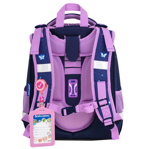 Ранец BRAUBERG PREMIUM, 2 отделения, с брелоком, «Night catcher», СВЕТЯЩИЙСЯ, 38×29х16 см