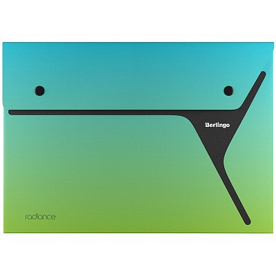 Папка-конверт на 2 кнопках Berlingo «xProject. Radiance» А4, 300мкм, голубой/зеленый градиент