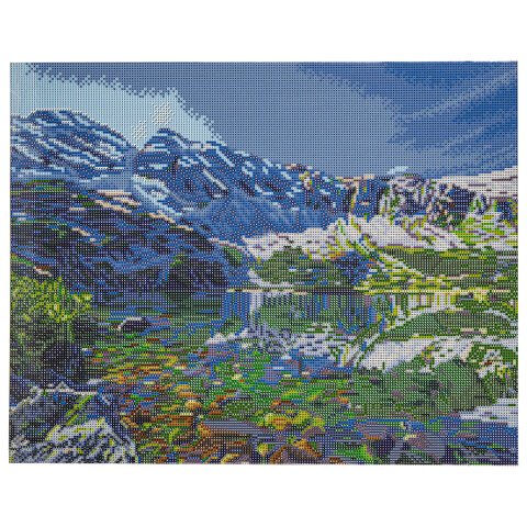 Картина стразами (алмазная мозаика) 40×50 см, ОСТРОВ СОКРОВИЩ «Горное озеро», на подрамнике