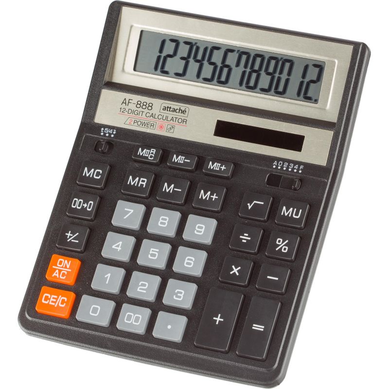 Калькулятор настоль. ПОЛН. Attache ASF-888.12р, дв. пит,204×158мм, ч/з