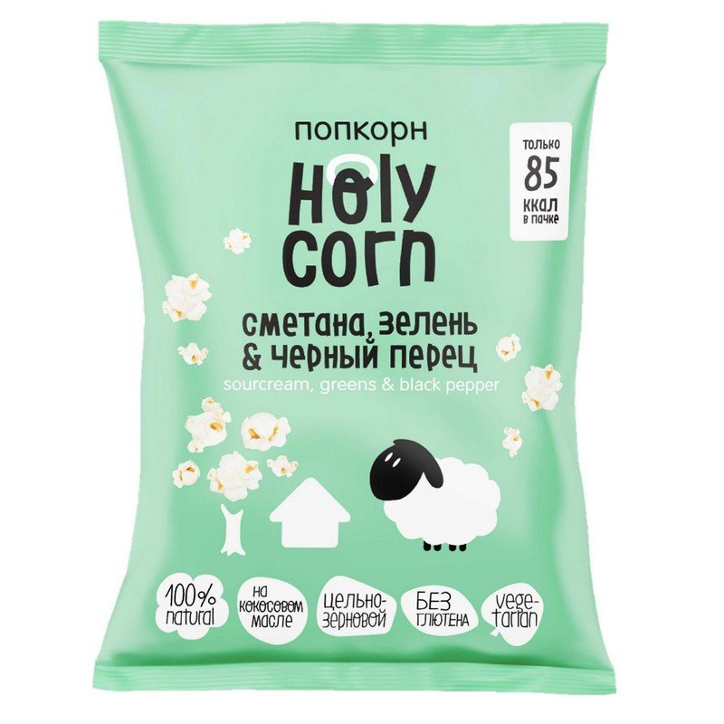 превью Попкорн Holy Corn сметана/зелень/черный перец 20 г
