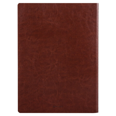 Тетрадь 60 л. в клетку обложка гладкий кожзам, сшивка, А4 (210×297мм), КОРИЧНЕВЫЙ, BRAUBERG VIVA