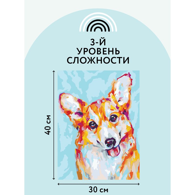 Картина по номерам на холсте ТРИ СОВЫ «Корги», 30×40, с акриловыми красками и кистями