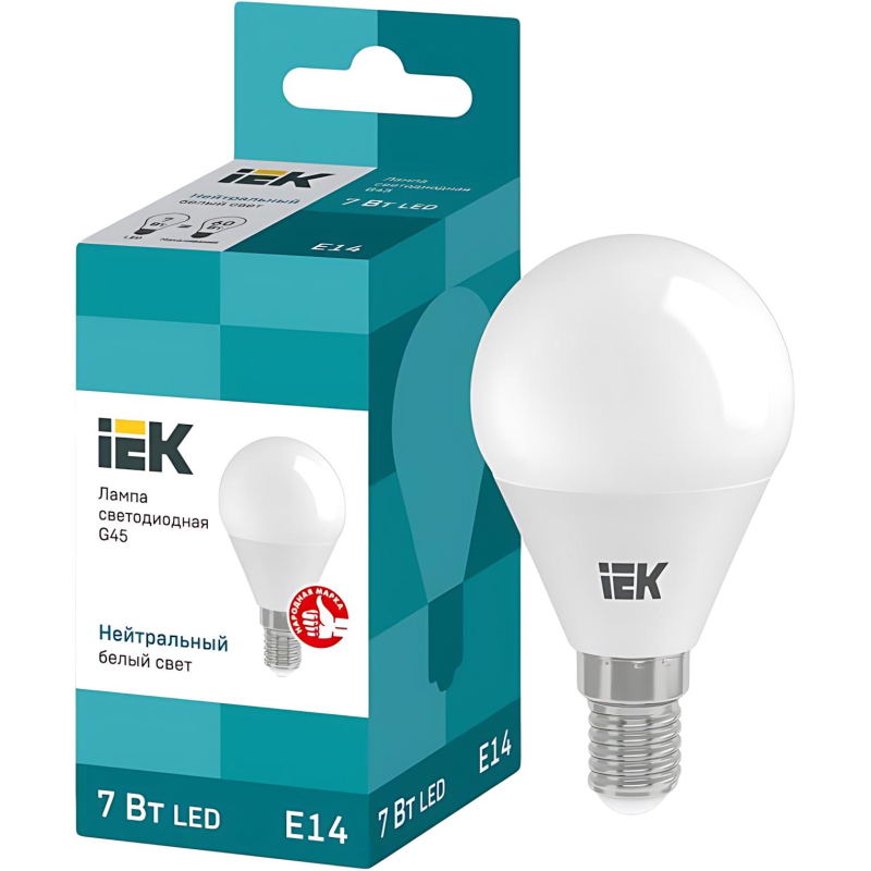 превью Лампа светодиодная Eco G45 7Вт шар 4000К E14 IEK LLE-G45-7-230-40-E14