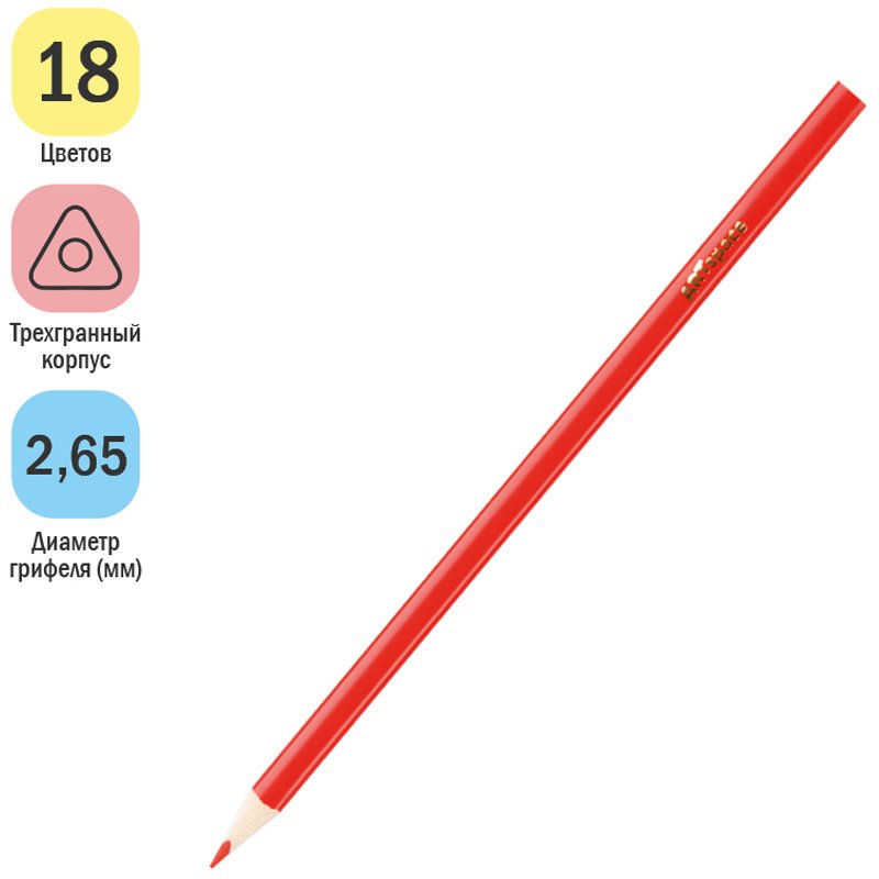 Карандаши цветные ArtSpace «Лесные жители», 18цв., трехгран., заточен., картон. уп., европодвес
