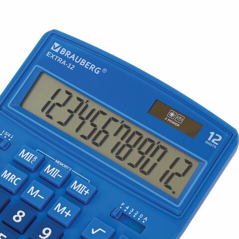 Калькулятор настольный BRAUBERG EXTRA-12-BU (206×155 мм), 12 разрядов, двойное питание, СИНИЙ
