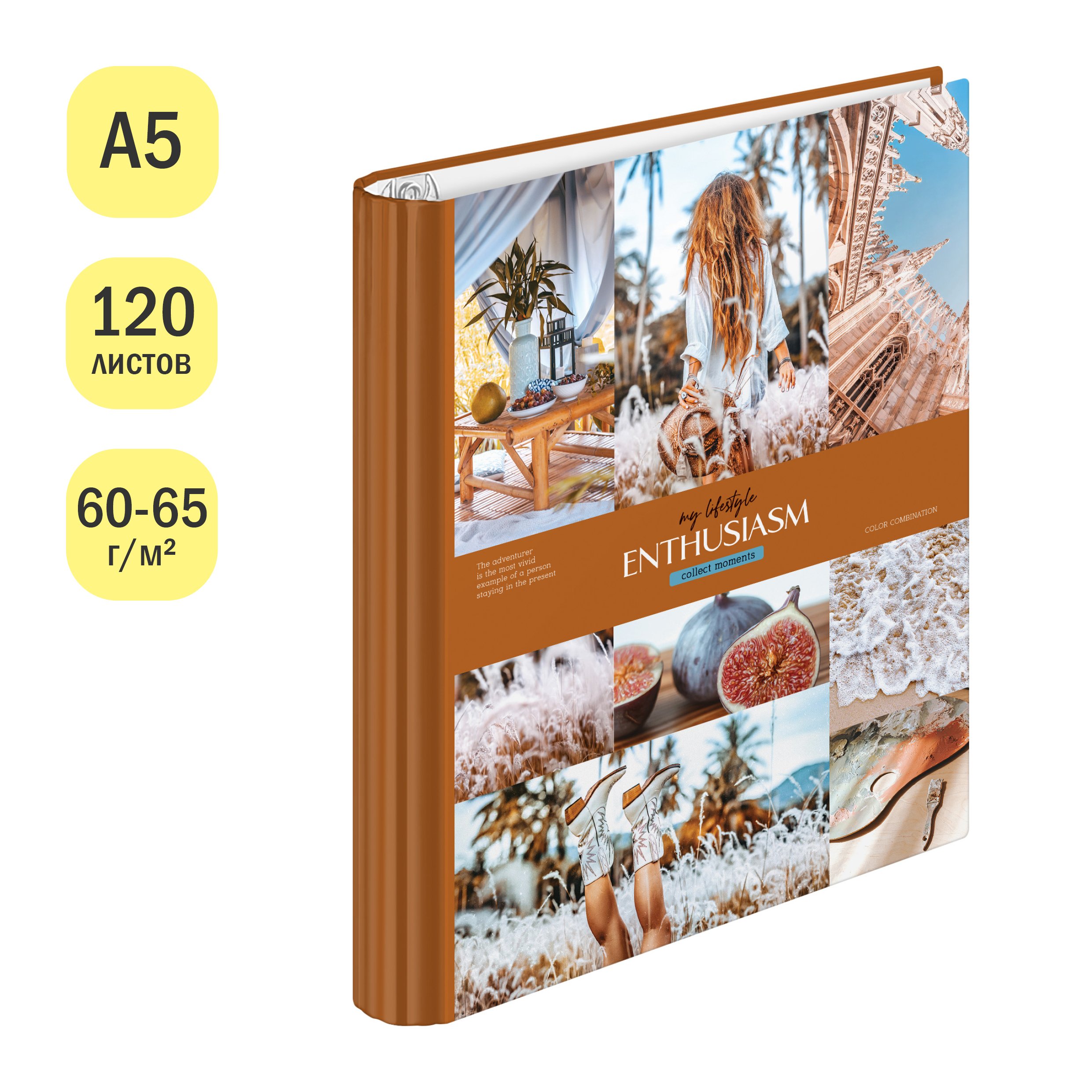Тетрадь на кольцах А5, 120л., 7БЦ, ArtSpace «Стиль. Enthusiasm», глянцевая ламинация