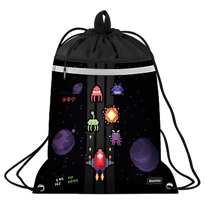Мешок для обуви 1 отделение Berlingo «Space Battle», 360×460мм, вентиляционная сеточка, светоотражающая лента, карман на молнии