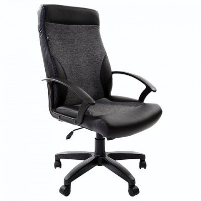 Кресло офисное BRABIX «Trust EX-535», экокожа черная, ткань серая