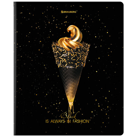 Тетради ДЭК А5 48 л. КОМПЛЕКТ 5 шт. BRAUBERGклеткаматовая ламинацияфольга«Black&Gold»404677