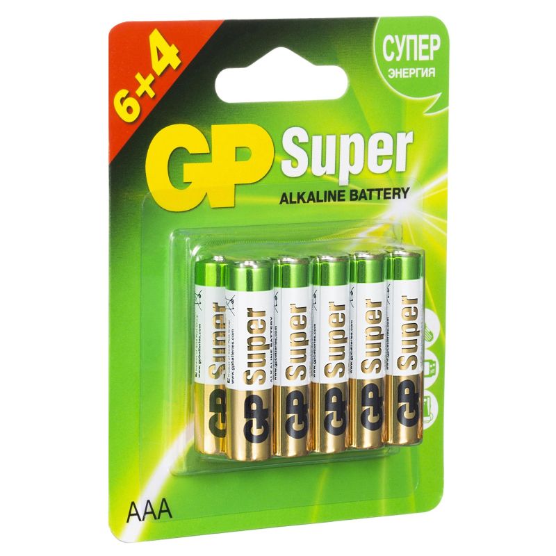 Батарейки GP Super AAA/LR03 24A6/4-2CR10 10шт/уп (6+4)