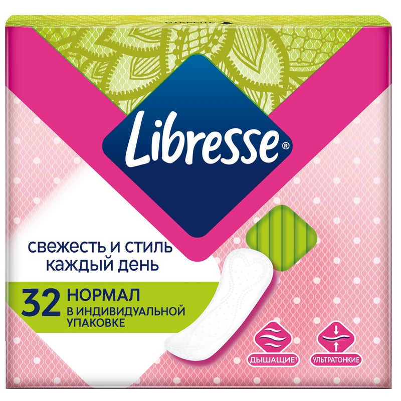 превью Прокладки женские гигиенические Libresse Dailyfresh Normal 32 штуки в упаковке