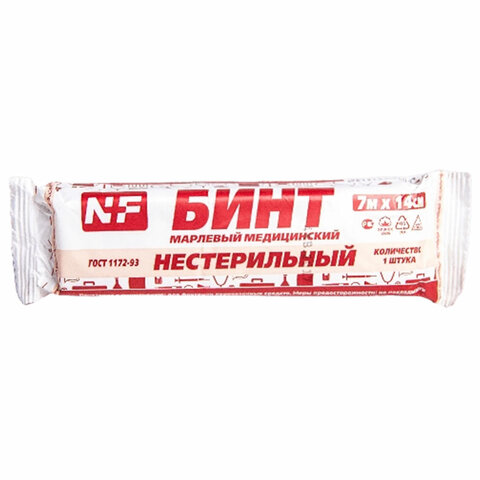 превью Бинт марлевый нестерильный 14 см х 7 мплотность 32 (±2) г/м2индивидуальная упаковкаNF