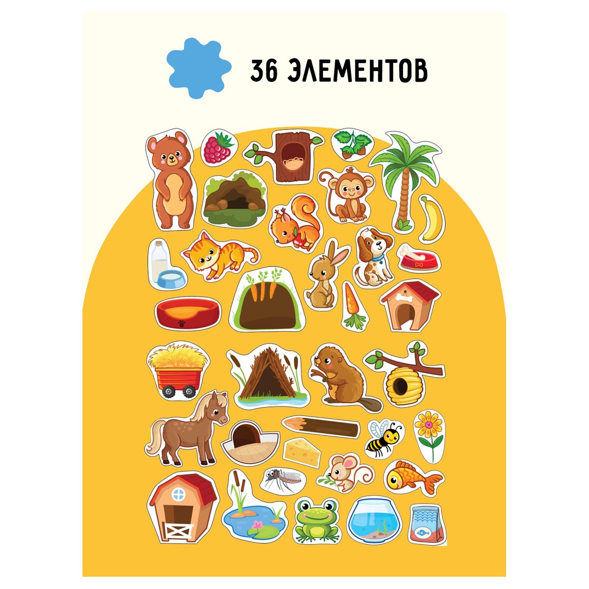 Игра развивающая на магнитах ТРИ СОВЫ «Кто где живет и кто что ест», 36 эл. 