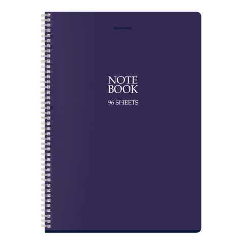 Тетрадь А4, 96 л., BRAUBERG, гребень, клетка, матовая ламинация, «NoteBookMono» (микс в спайке)