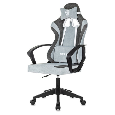 Кресло компьютерное BRABIX ''Forcer GM-127''2 подушкитканьсерое/светло-голубое533214