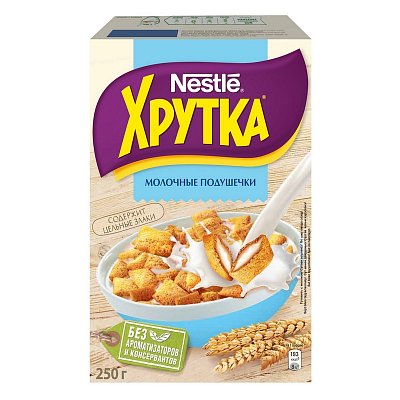 Подушечки Nestle Хрутка хрустящие мультизлаковые с молочной начинкой 250 г