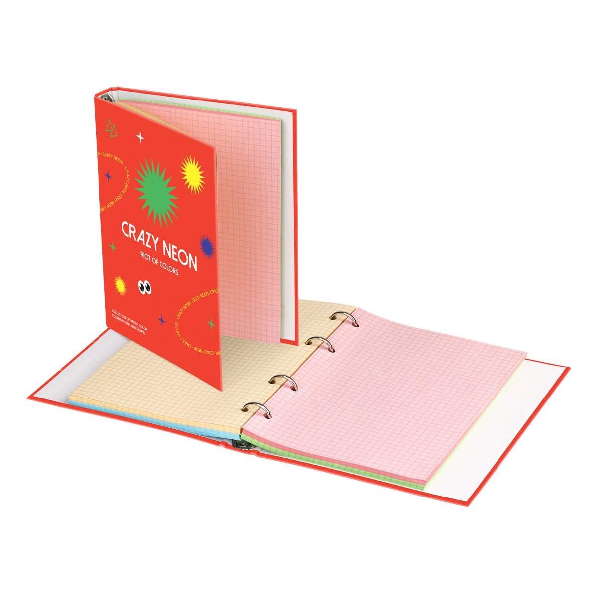 Тетрадь на кольцах А5, 200л., BG «Crazy neon», 4 цвет. блок, глянцевая ламинация