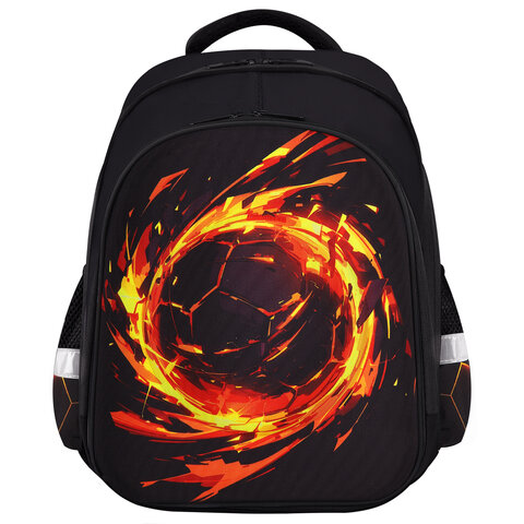 Ранец BRAUBERG KIDS STANDARD, 2 отделения, Fire split, 3D-панель, 36×28х14 см