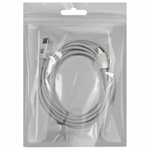 Кабель USB Type-C-Type-C, 60 Вт, белый, 2 м, DEFENDER F182