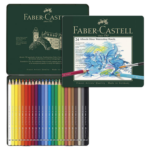 Карандаши цветные акварельные художественные FABER-CASTELL «Albrecht Durer», 24 цвета, металлическая коробка