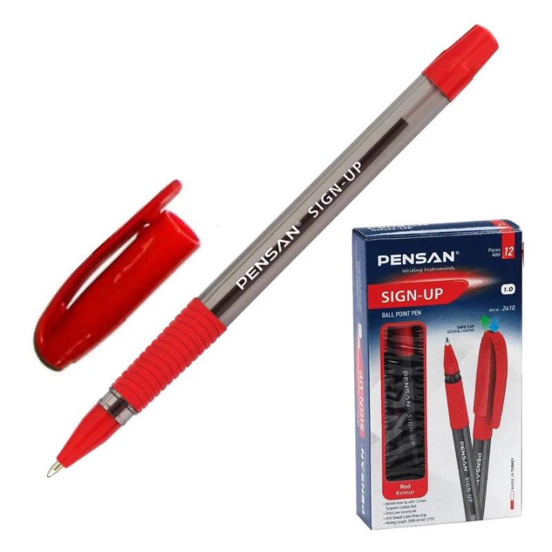 Ручка шариковая неавтоматическая PENSAN SIGN-UP 1.0 мм RED 2410/12