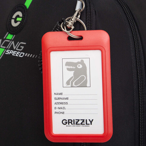 Рюкзак GRIZZLY школьный, жёсткая спинка, 2 отделения, для мальчиков, «RACING SPEED», 38×29х16 см