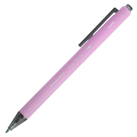 Ручки шариковые автоматические BRAUBERG «VIVID PASTEL», СИНИЕ, НАБОР 4 ШТУКИ, soft-touch, пишущий узел 0.7 мм, линия письма 0.35 мм
