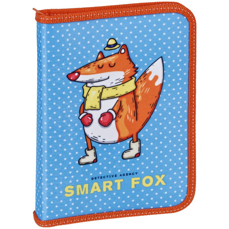 превью Пенал 1 отделение, 200×140 ArtSpace «Smart Fox», дополнительная откидная секция, ткань