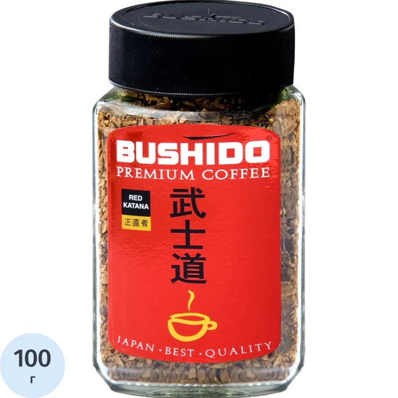 превью Кофе растворимый сублимированный Bushido Red Katana 100 г (стеклянная банка)